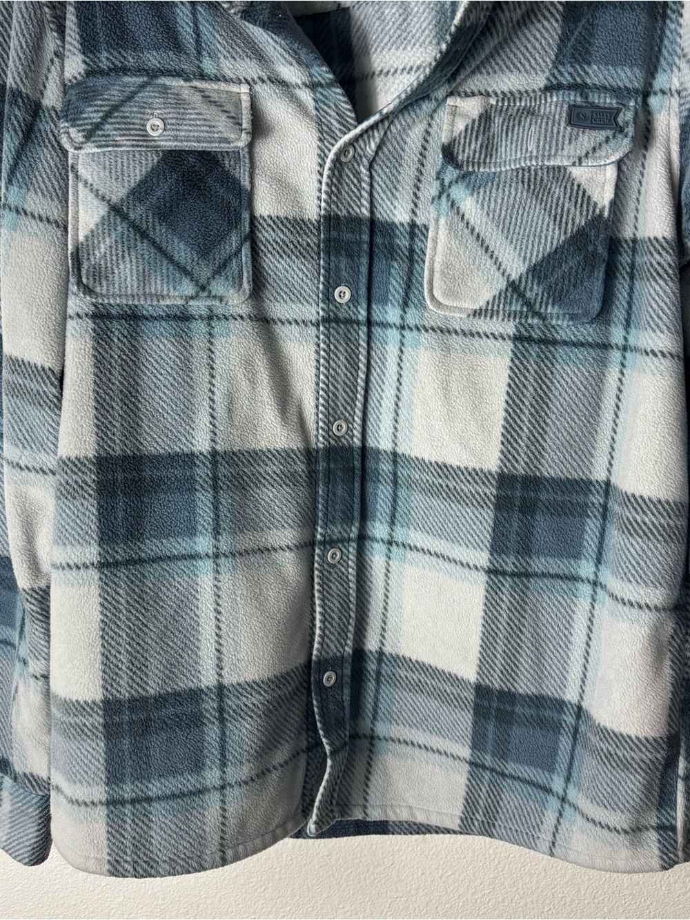Salty Crew Fleece Flannel Shirt Jacket Blue Plaid Large - Picture 3 of 6